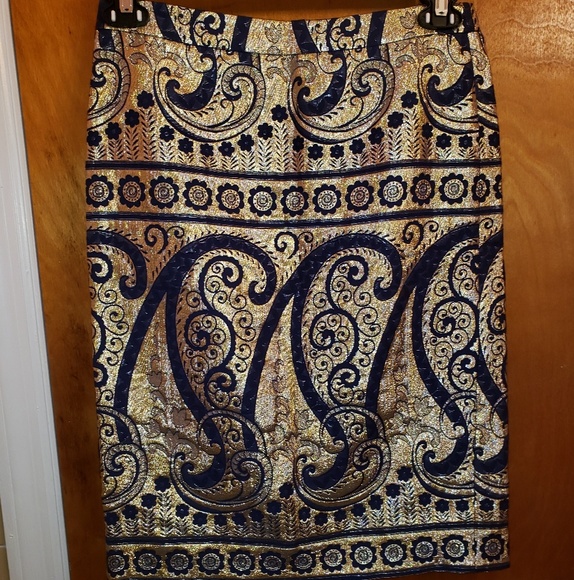 NWOT J.Crew Metallic Jacquard pencil skirt…